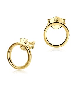 Gold Plated Ring Shaped Silver Ear Stud STS-3841-GP